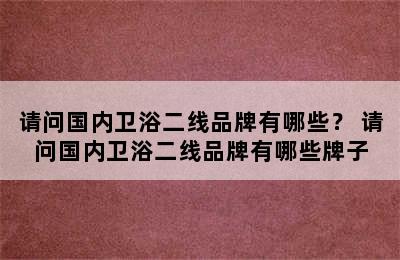 请问国内卫浴二线品牌有哪些？ 请问国内卫浴二线品牌有哪些牌子